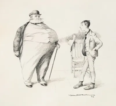 A Thin Young Man Talks To A Large Fat Man