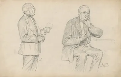 A Thinking Man In A Standing And Sitting Position