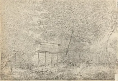 A Toopapaoo Of A Chief With A Priest Making His Offering To The Morai In Huoheine