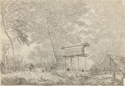 A Toopapapoo Of A Chief With A Priest Making His Offering To The Morai In Huoheine
