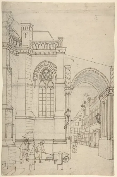 A Townscape With A Churchgate