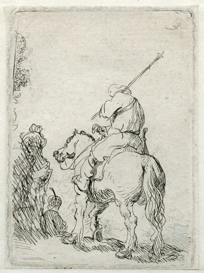 A Turbanded Soldier On Horseback