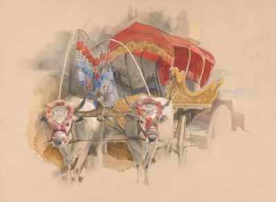 A Turkish Araba Drawn By Two White Oxen Constantinople
