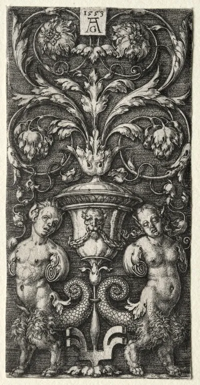 A Vase Between Two Chimeric Figures