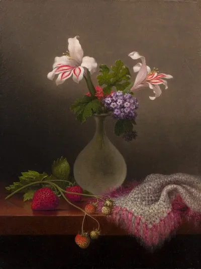 A Vase Of Corn Lilies And Heliotrope