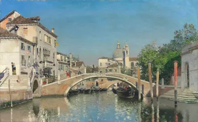 A Venetian Canal With Gondolas Santa Maria Della Salute Beyond