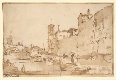 A Venetian Capriccio A Rio Leading To A Bridge