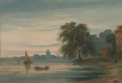A View Along The Thames Towards Chelsea Old Church