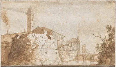 A View Of Bracciano With The Church Of S Maria Assunta