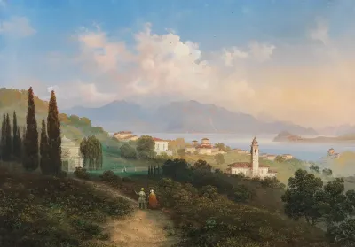 A View Of Lake Como And Menaggio With Punta Di Bellagio On The Right