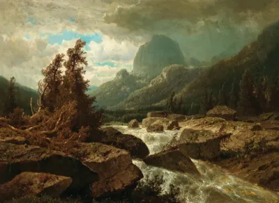 A View Of Lake Hintersee Ramsauer Ache In The Background Mount Halskopf