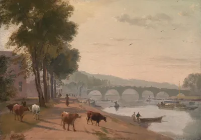 A View Of Richmond Bridge On The Thames