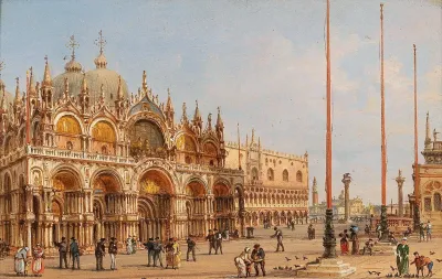 A View Of St Marks Basilica And A View Of St Marks Square