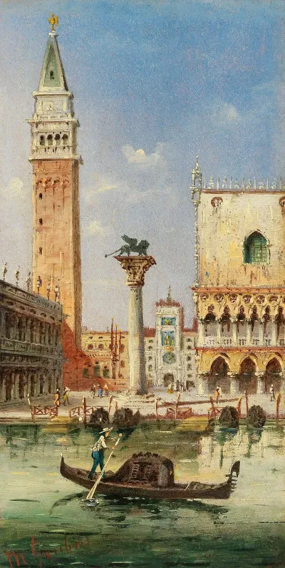 A View Of St Marks Column And The Campanile