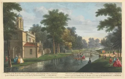 A View Of The Back Part Of The Cassina Part Of The Serpentine River Terminated By The Cascade In The Garden Of The Earl Of Burlington At Chiswick