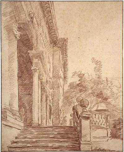 A View Of The Facade Of The Villa Medici In Rome
