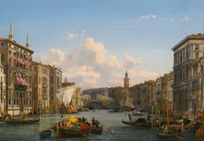 A View Of The Grand Canal Looking Towards The Rialto Bridge Venice