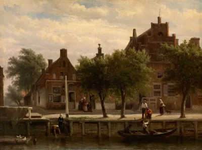 A View Of The Harbour Of Hasselt Overijssel