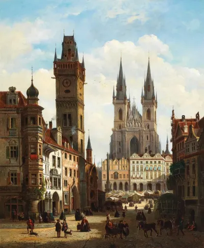 A View Of The Old Town Of Prague With The Church Of Our Lady Before Tyn And The Astronomical Clock