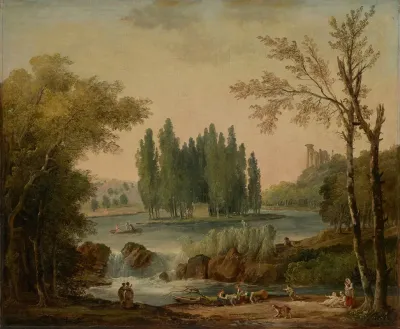 A View Of The Park At Ermenonville With The Tomb Of Jean Jacques Rousseau And The Temple De La Philosophie