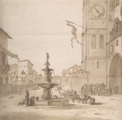 A View Of The Piazza Del Duomo Messina With The Fountain Of Orion The Cathedral To The Right