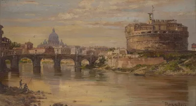 A View Of The Tiber With Castel Sant Angelo And St Peters