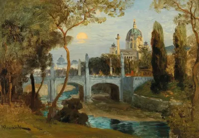 A View Of The Wien River And The Church Of St Charles