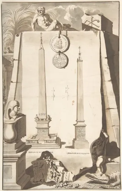 A View Of Two Obelisks One In The Vatican And The Other On The Esqualine Hill