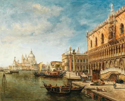 A View Of Venice With The Doges Palace And Punta Della Dogana In The Distance