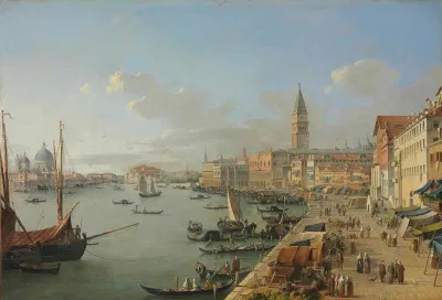 A View Of Venice With The Doges Palace Saint Marks Campanile And Santa Maria Della Salute