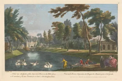 A View To The Grotto Of The Serpentine River In The Alder Grove In The Gardens Of Earl Temple At Stow In Buckinghamshire
