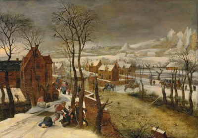 A Village Landscape In Winter With The Massacre Of The Innocents