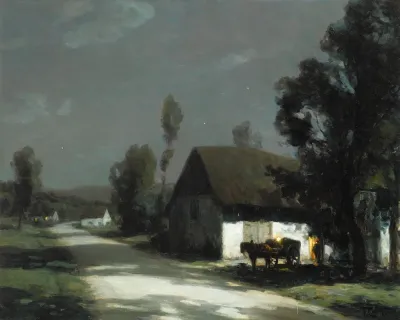 A Village Road In The Moonlight
