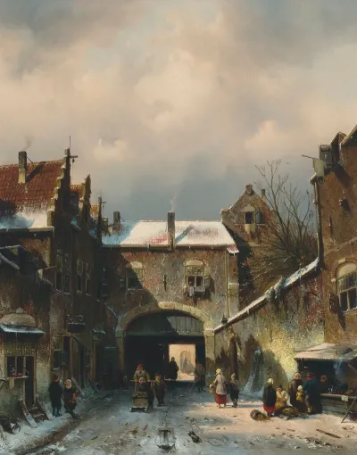 A Village Street Scene In Winter