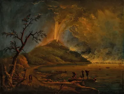 A Volcano Erupting At Night Possibly Mount Etna