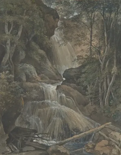 A Waterfall In A Forest At Langhennersdorf