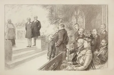 A Wedding Where All The Members Of The Wedding Party Are Stern Men And The Bride Is A Young Boy