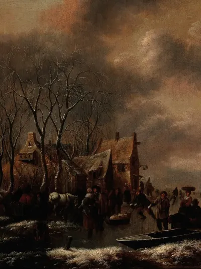 A Winter Landscape With Figures On The Ice 2