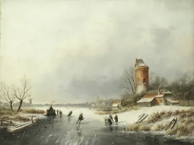 A Winter Landscape With Figures On The Ice 3