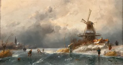 A Winter Landscape With Ice Skaters