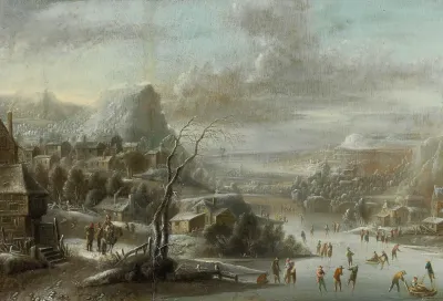 A Winter Landscape With Skaters On A Frozen River 2