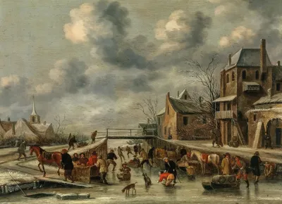 A Winter Landscape With Skaters On A Frozen River 3