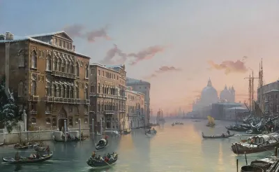 A Winter View Of The Grand Canal Venice From The Palazzo Cavalli Franchetti Towards Santa Maria Della Salute