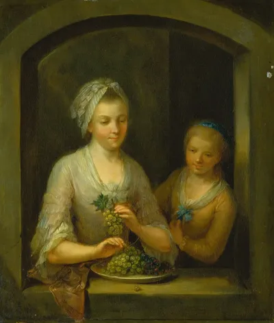 A Woman And A Girl At A Window
