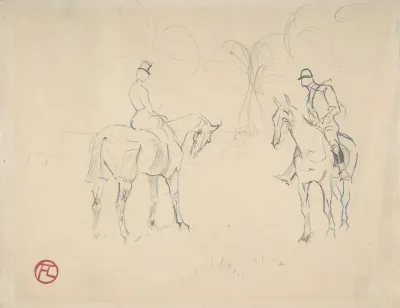 A Woman And A Man On Horseback