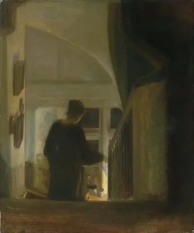 A Woman Descending A Staircase