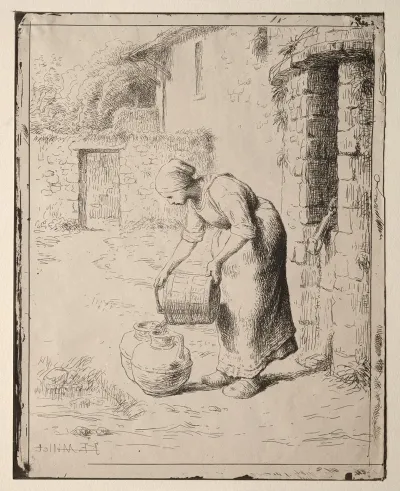A Woman Emptying A Bucket