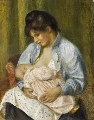 A Woman Nursing A Child