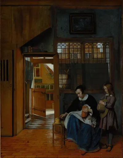 A Woman Preparing Bread And Butter For A Boy