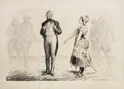 A Woman Representing France Holds Out Her Arms To Uncle Sam